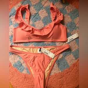 Pink ruffle J. CREW bikini set NWT